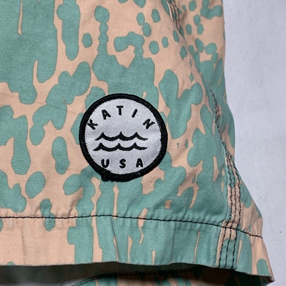 Katin U.S.A. Board Shorts Men’s Swim Trunks Coral & Green Size 33 American Surf - Picture 2 of 11